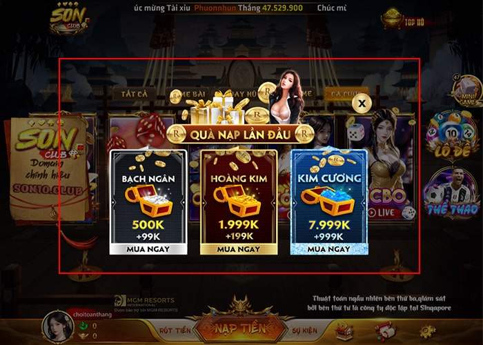 3 gói khuyến mãi Sonclub dành cho tân thủ 3 gói khuyến mãi Sonclub dành cho tân thủ
