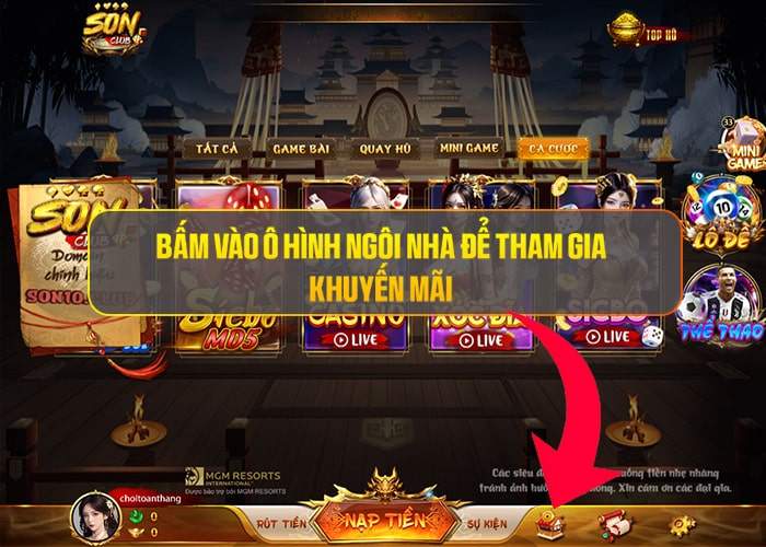 Bấm vào ô hình ngôi nhà để tham gia khuyến mãi Sonclub Bấm vào ô hình ngôi nhà để tham gia khuyến mãi Sonclub