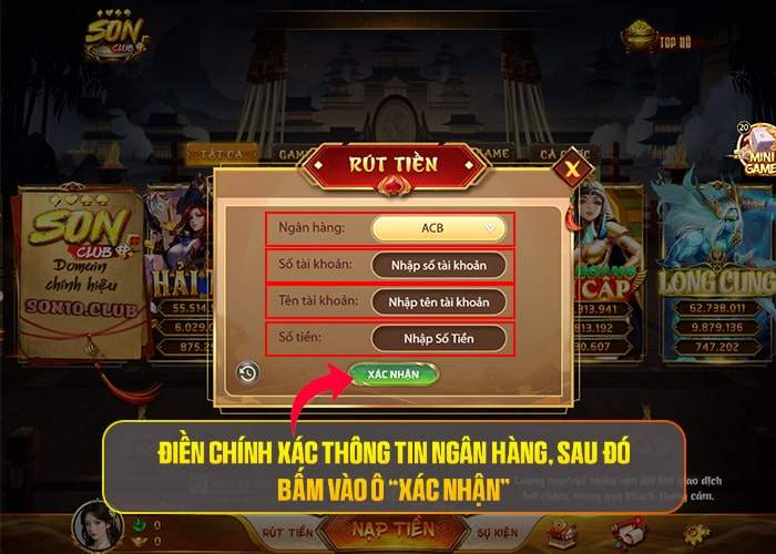 Điền thông tin ngân hàng - sau đó bấm vào ô Xác Nhận Điền thông tin ngân hàng - sau đó bấm vào ô Xác Nhận