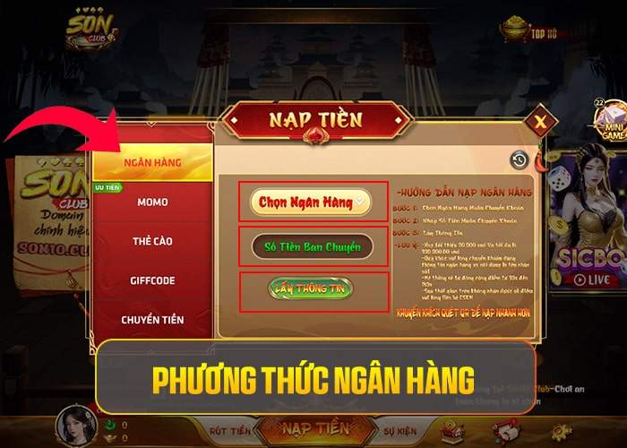 Phương thức nạp tiền Ngân Hàng Phương thức nạp tiền Ngân Hàng