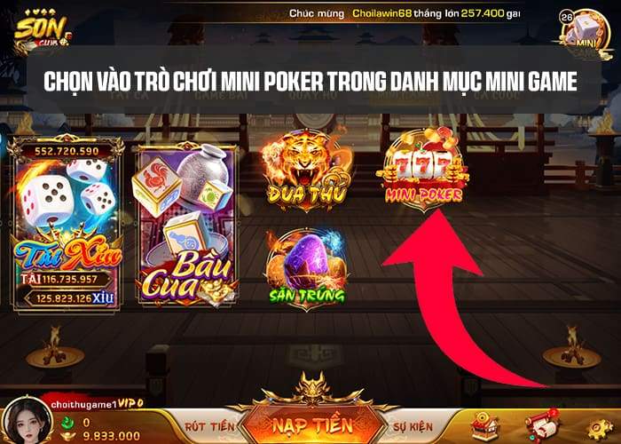 Các bước tham gia Mini Poker Sonclub Các bước tham gia Mini Poker Sonclub