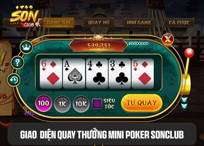 Giao diện trò chơi Mini Poker Sonclubb Giao diện trò chơi Mini Poker Sonclubb