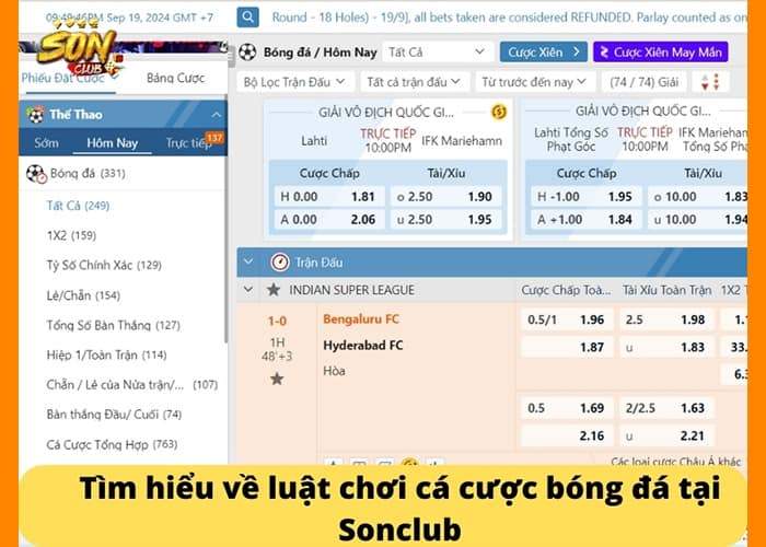 Giới thiệu luật chơi cá cược bóng đá tại Sonclub Giới thiệu luật chơi cá cược bóng đá tại Sonclub